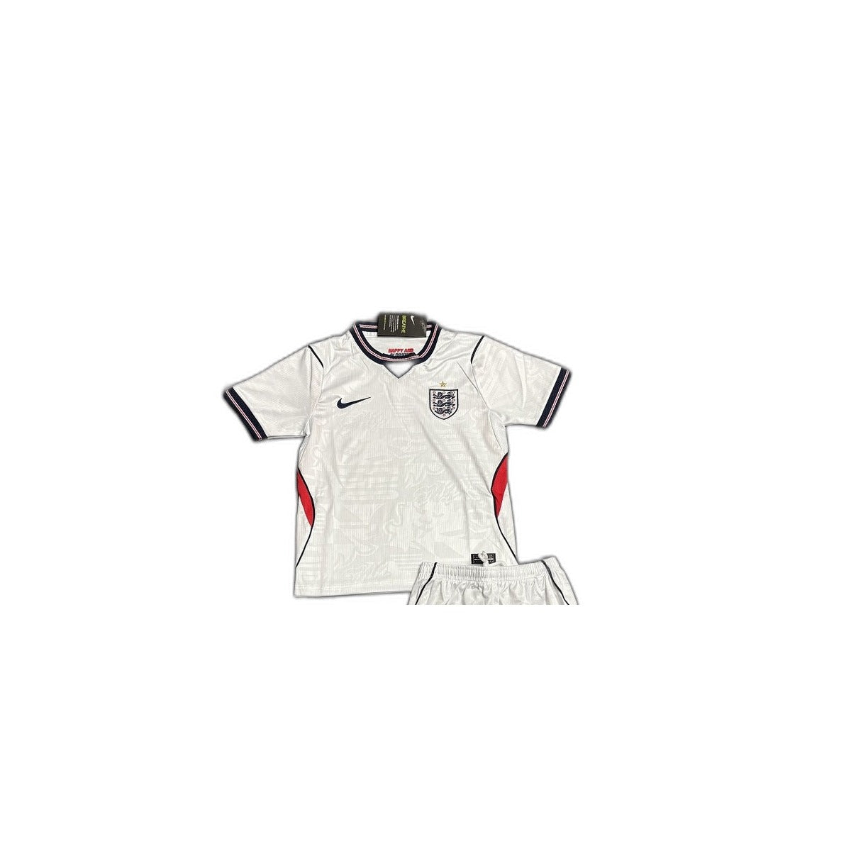 Camisa 2026-27 England Home Infantil detalhe escudo manequim fundo branco