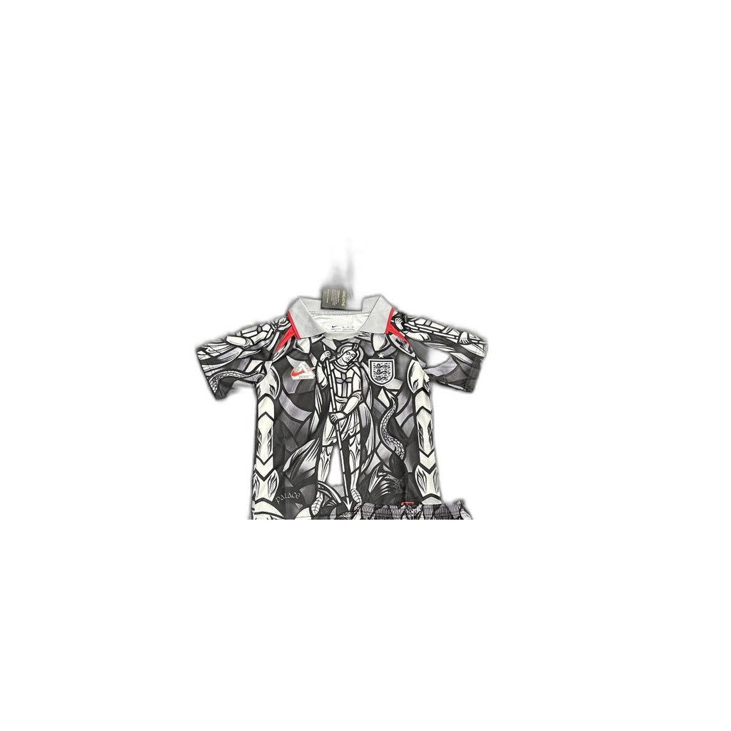 Camisa 2026-27 England Infantil detalhe escudo manequim fundo branco