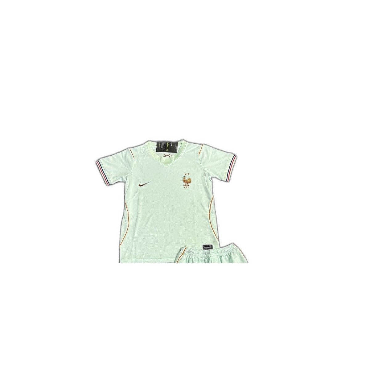 Camisa 2026 France Away Infantil detalhe escudo manequim fundo branco