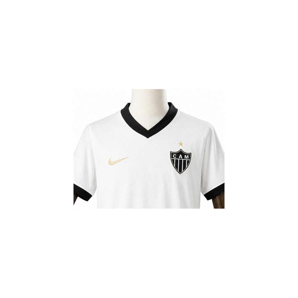 Camisa Atlético-MG - 2º Uniforme Torcedor Sem Patch 2026/2027 detalhe escudo manequim fundo branco