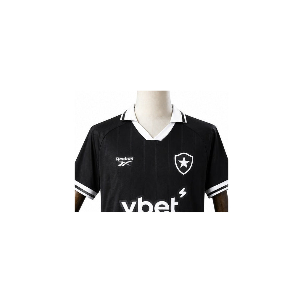 Camisa Botafogo - 2º Uniforme Torcedor Sem Patch 2025/2026 detalhe escudo manequim fundo branco