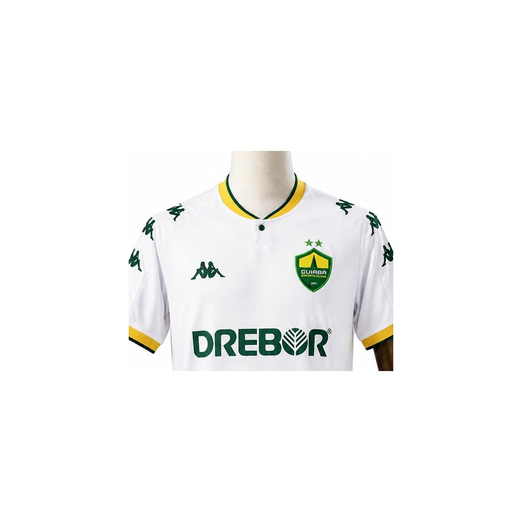 Camisa Cuiabá – 1º Uniforme Jogador 2026/2027 detalhe escudo manequim fundo branco