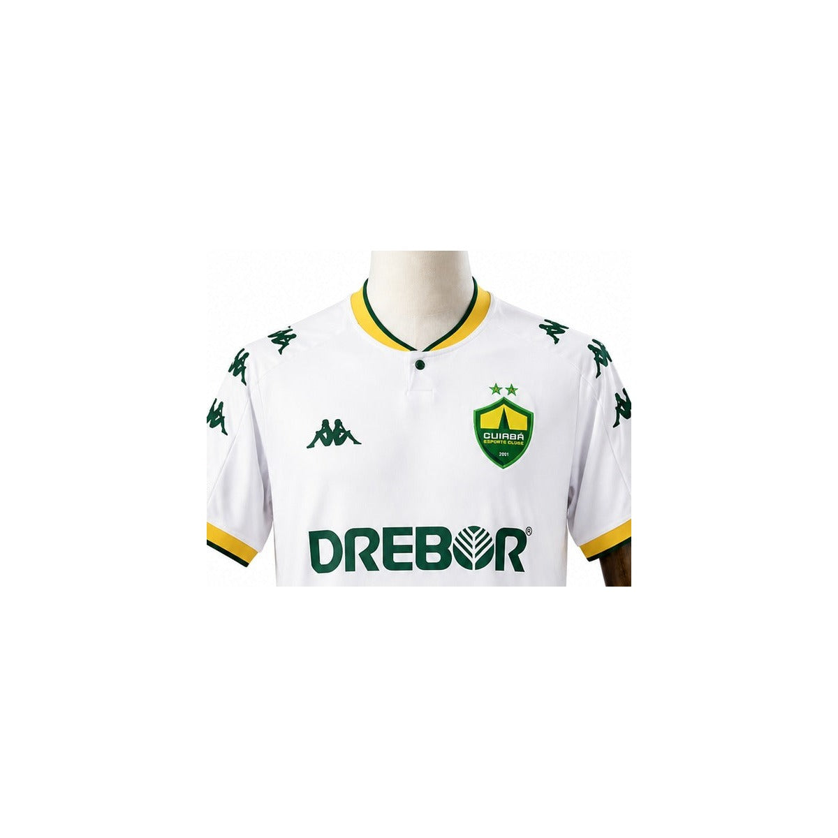 Camisa Cuiabá - 1º Uniforme Torcedor Sem Patch 2026/2027 detalhe escudo manequim fundo branco