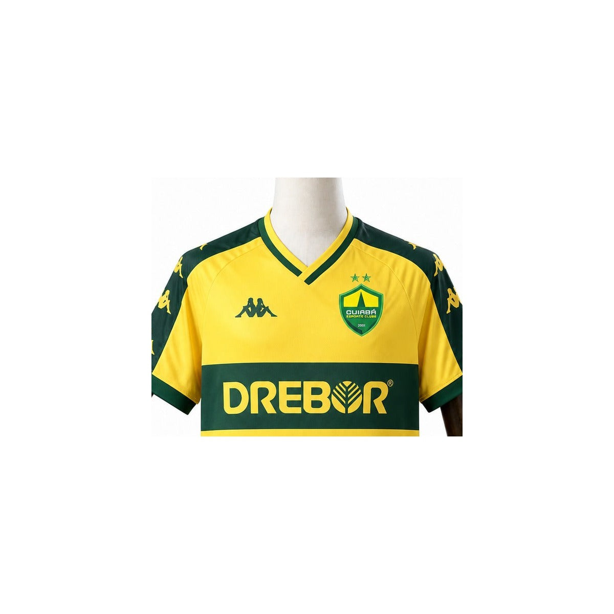 Camisa Cuiabá – 2º Uniforme Jogador 2026/2027 detalhe escudo manequim fundo branco