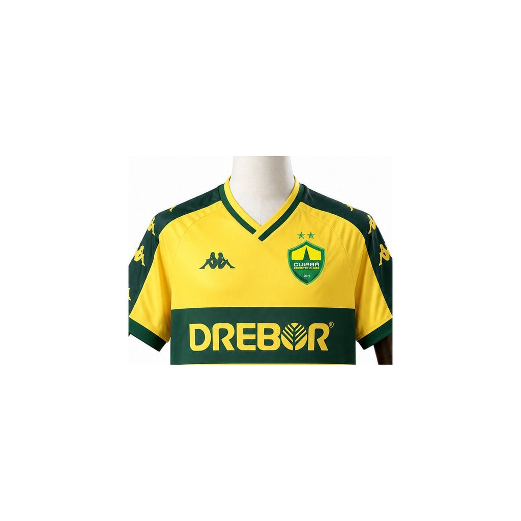 Camisa Cuiabá - 2º Uniforme Torcedor Sem Patch 2026/2027 detalhe escudo manequim fundo branco