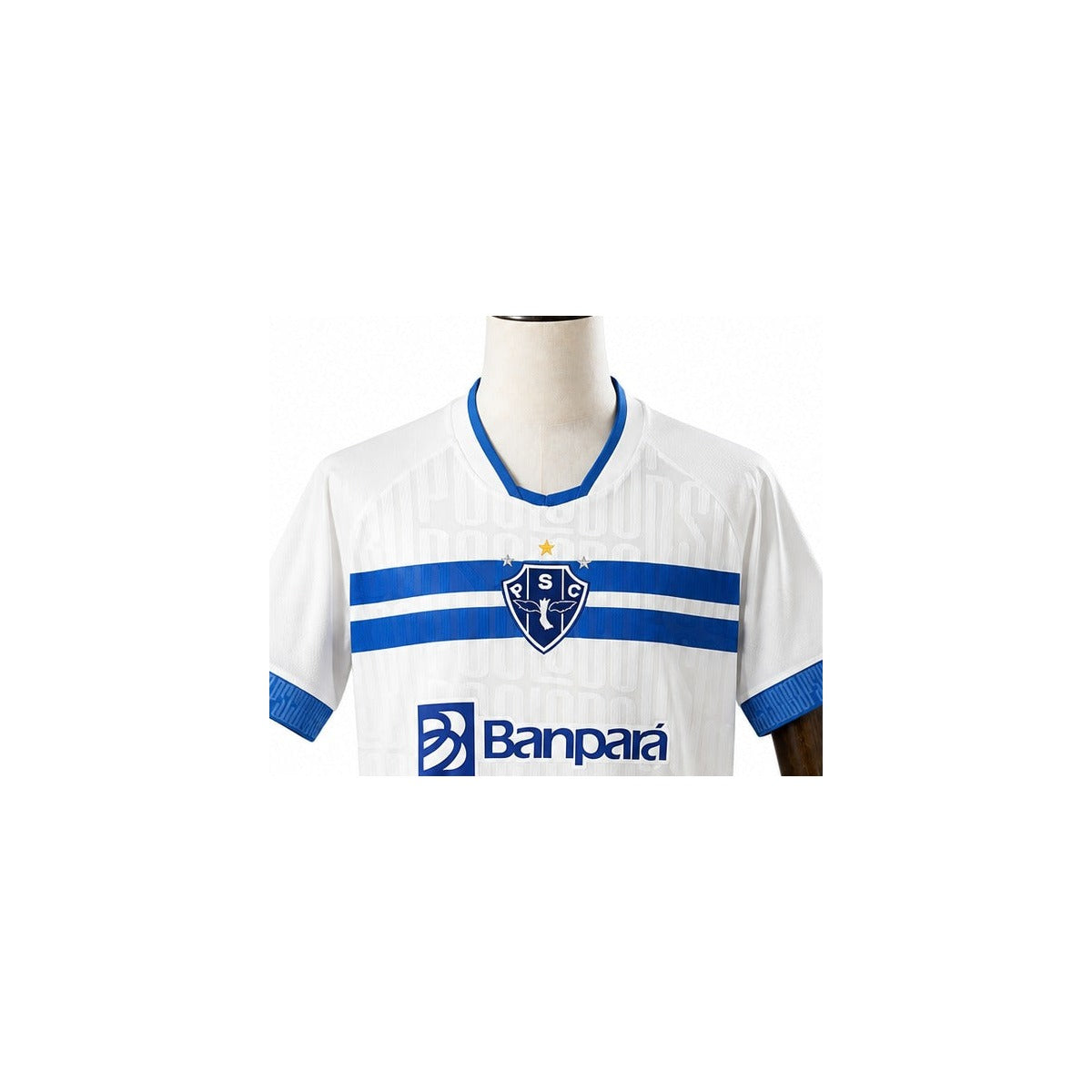 Camisa Paysandu – 2º Uniforme Jogador 2026/2027 detalhe escudo manequim fundo branco