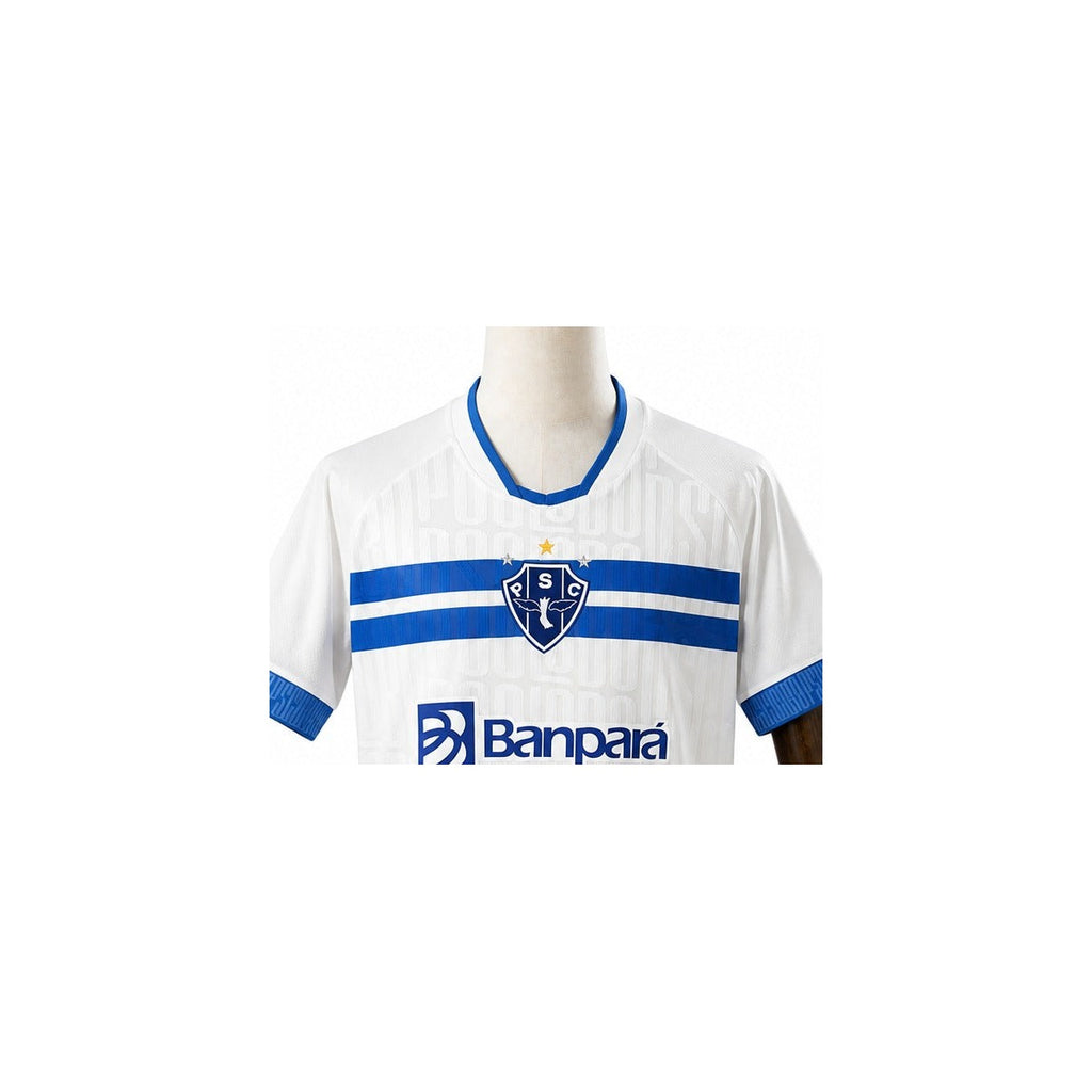 Camisa Paysandu - 2º Uniforme Torcedor Sem Patch 2024/2025 detalhe escudo manequim fundo branco