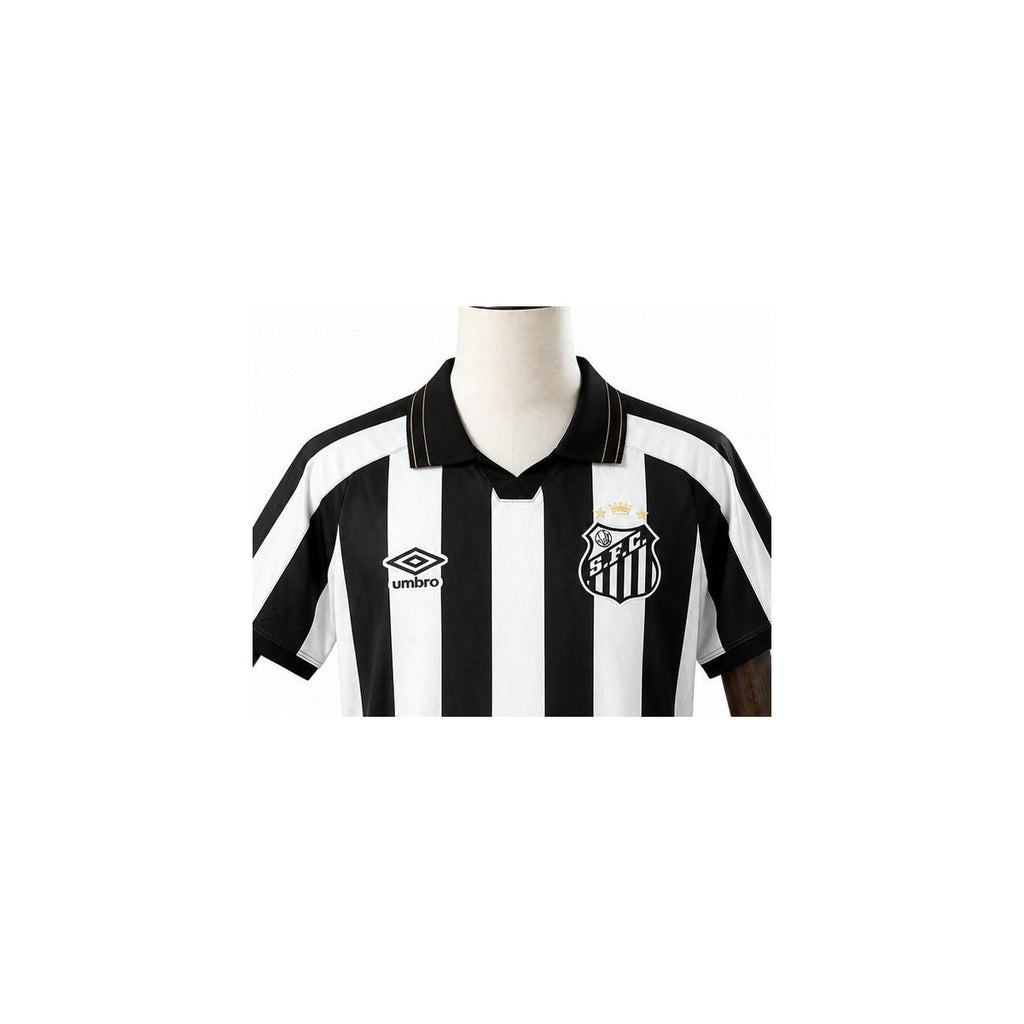 Camisa Santos - 2º Uniforme Torcedor Sem Patch 2026/2027 detalhe escudo manequim fundo branco