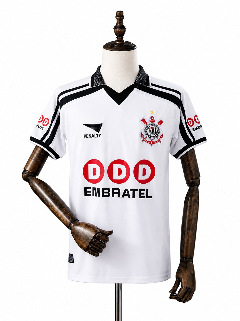 Corinthians 1998/99 Home Retro Jersey front wood mannequin white background