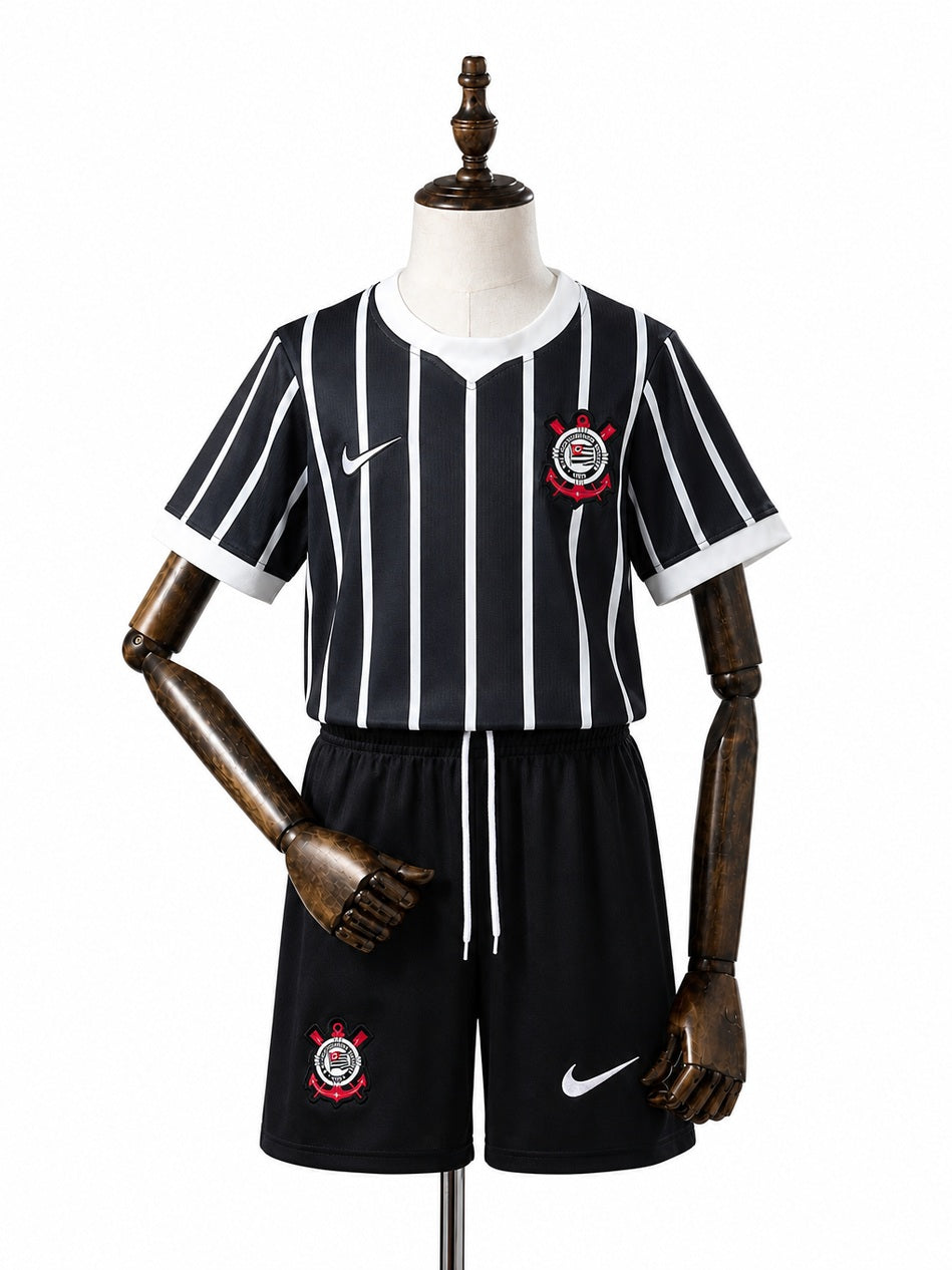 Corinthians Away Kids Kit front wood mannequin white background