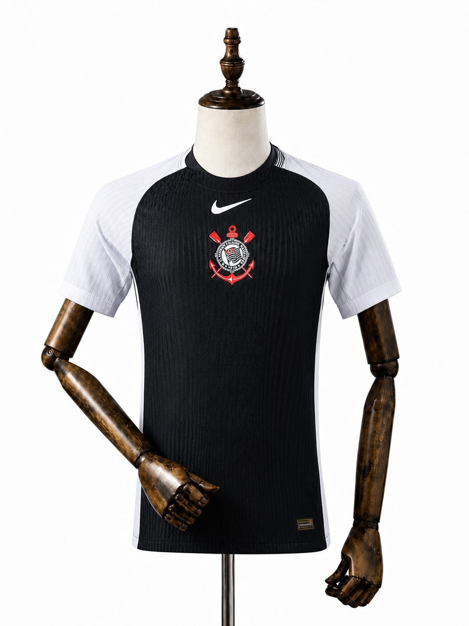 Corinthians Away Player Version Jersey front wood mannequin white background