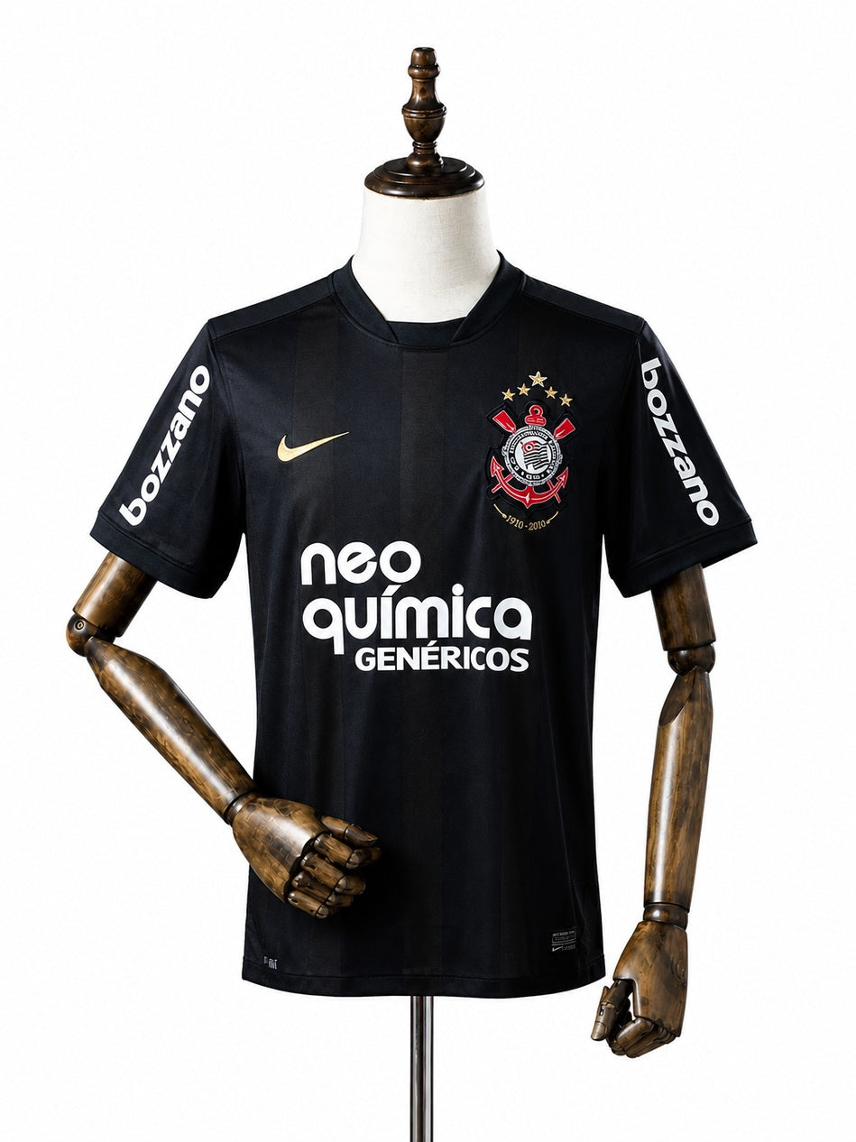 Corinthians Away Retro Jersey front wood mannequin white background