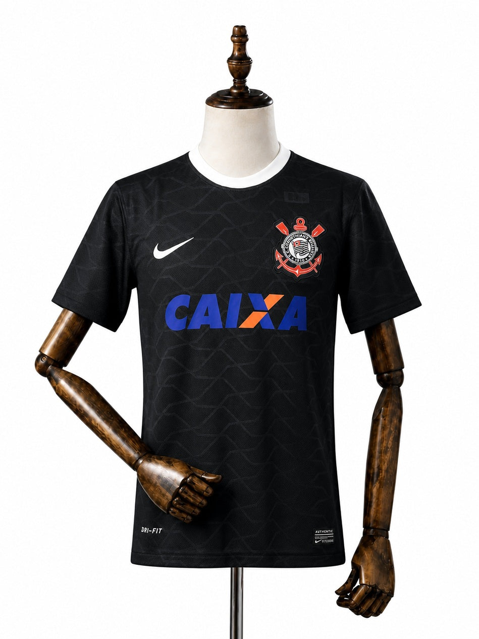 Corinthians Away Retro Jersey front wood mannequin white background