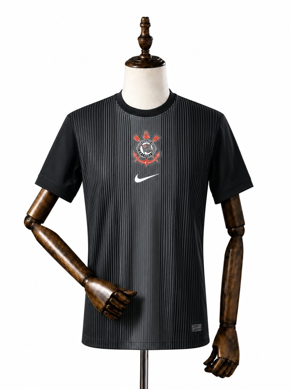Corinthians Black Goalkeeper Jersey front wood mannequin white background