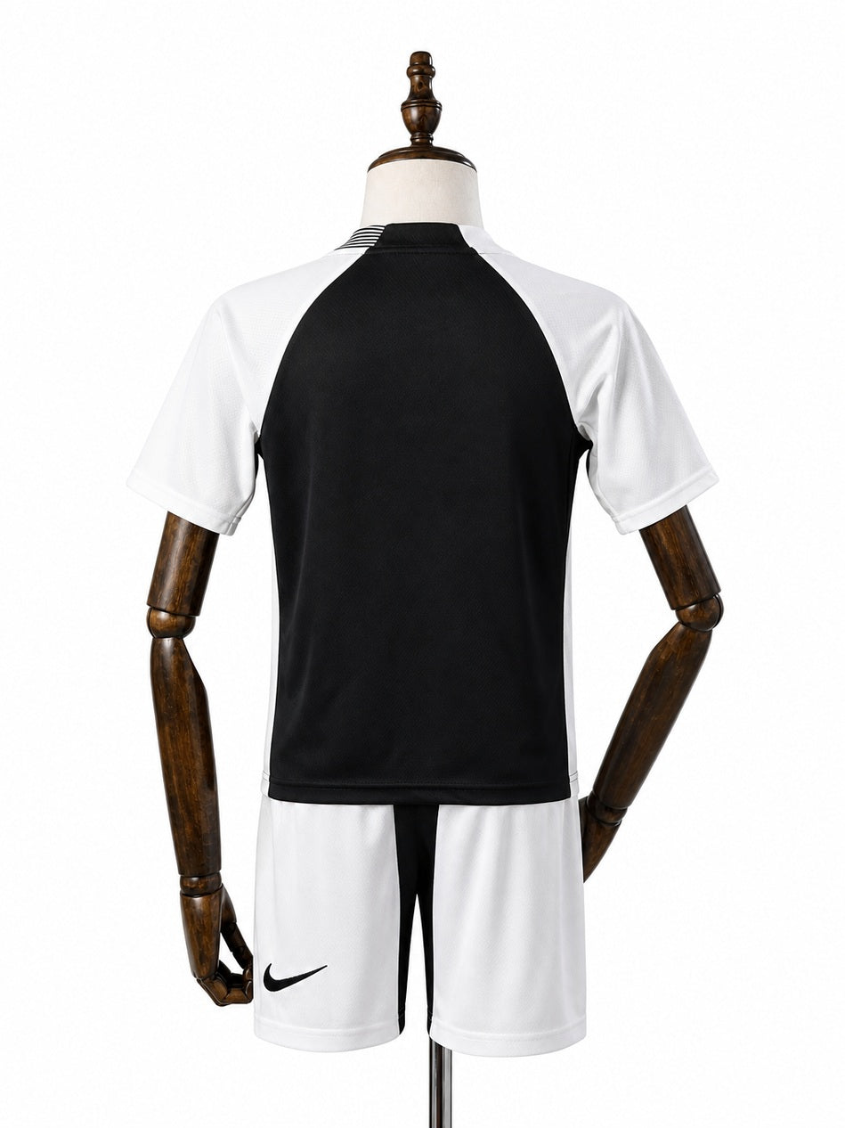Corinthians home black kids kit back wood mannequin white background