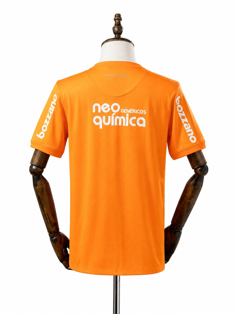 Corinthians Orange Retro Jersey back wood mannequin white background
