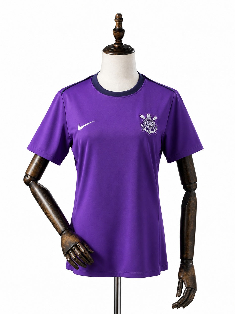 Corinthians Purple Training Women Jersey front wood mannequin white background