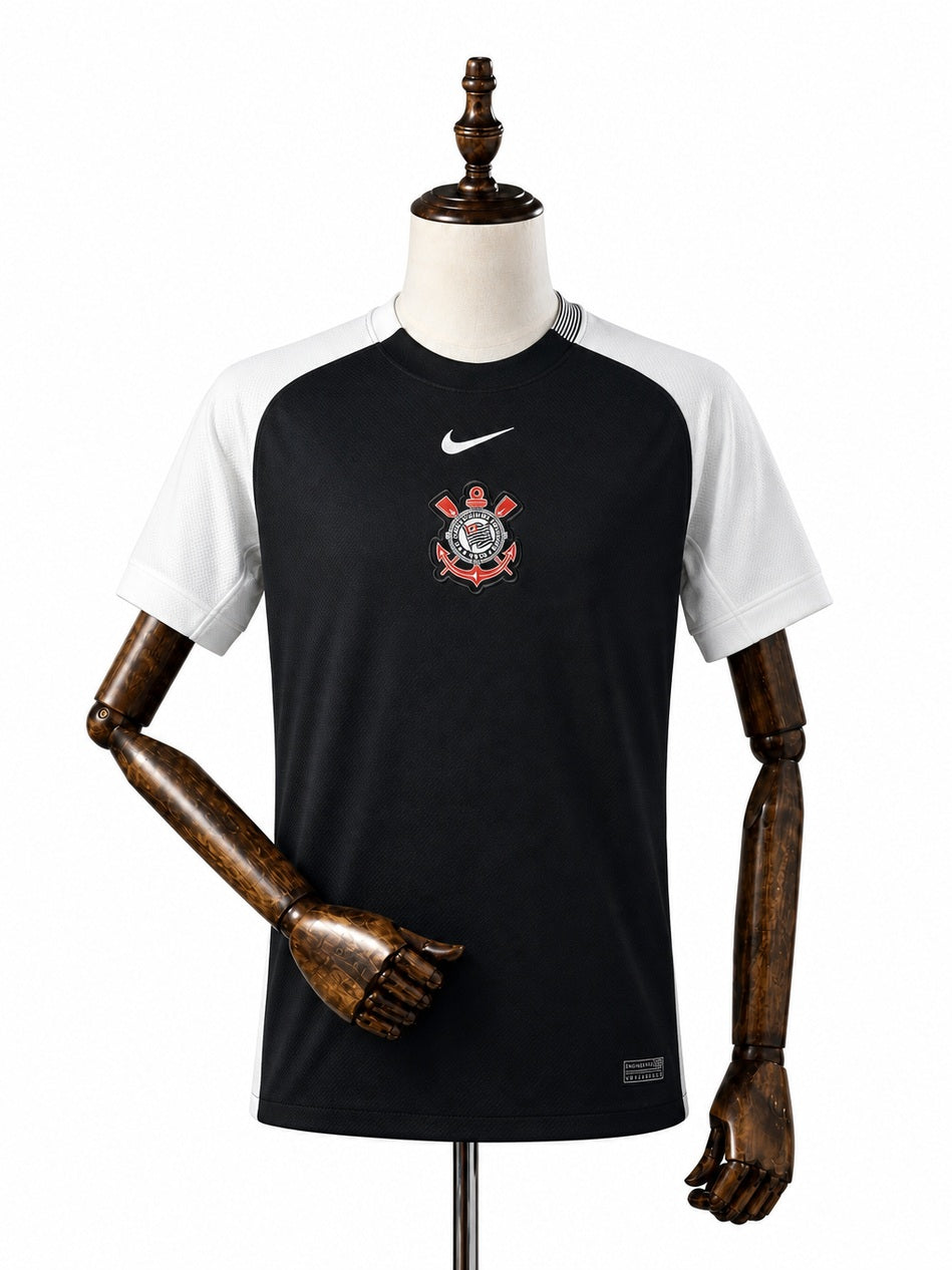 Corinthians Women Away Jersey front wood mannequin white background