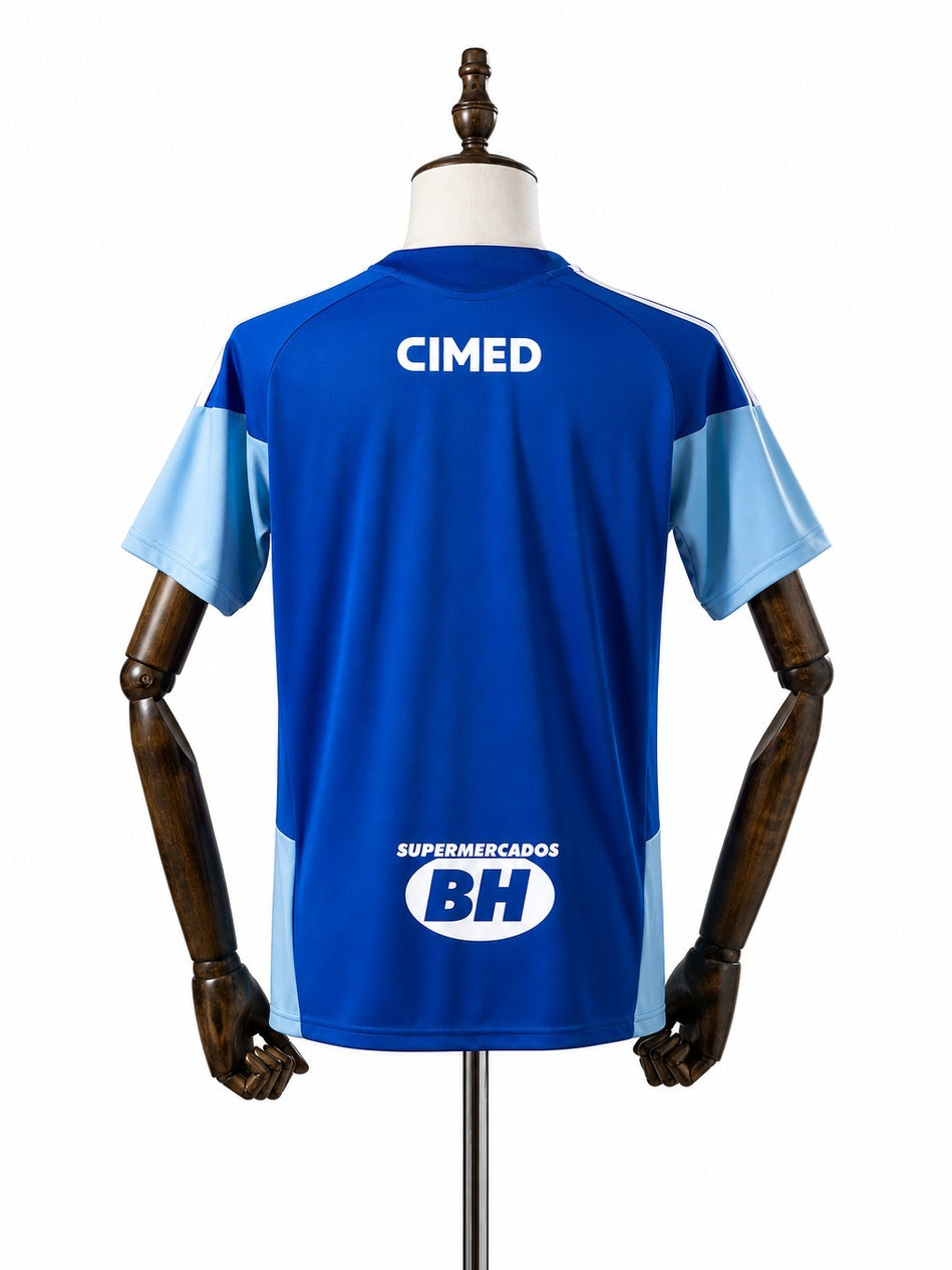 Cruzeiro 2026/27 All sponsors Training Jersey Blue back wood mannequin white background