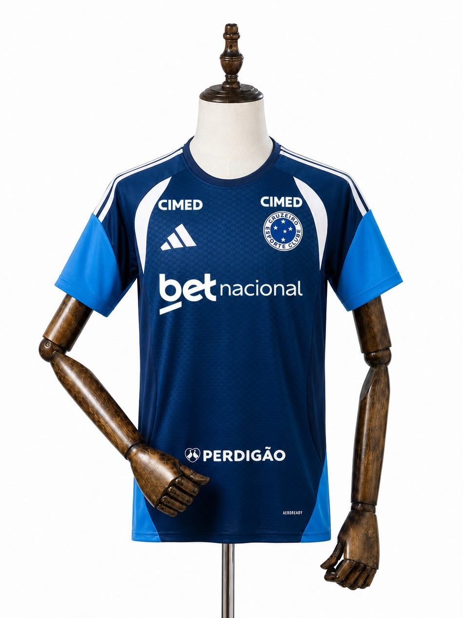 Cruzeiro 2026/27 All sponsors Training Jersey Blue front wood mannequin white background