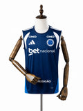 Cruzeiro 2026/27 All sponsors Training Sleeveless Jersey Blue front wood mannequin white background