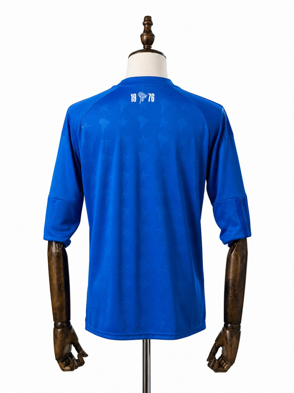 Cruzeiro 2026/27 Home Long Sleeve Jersey back wood mannequin white background