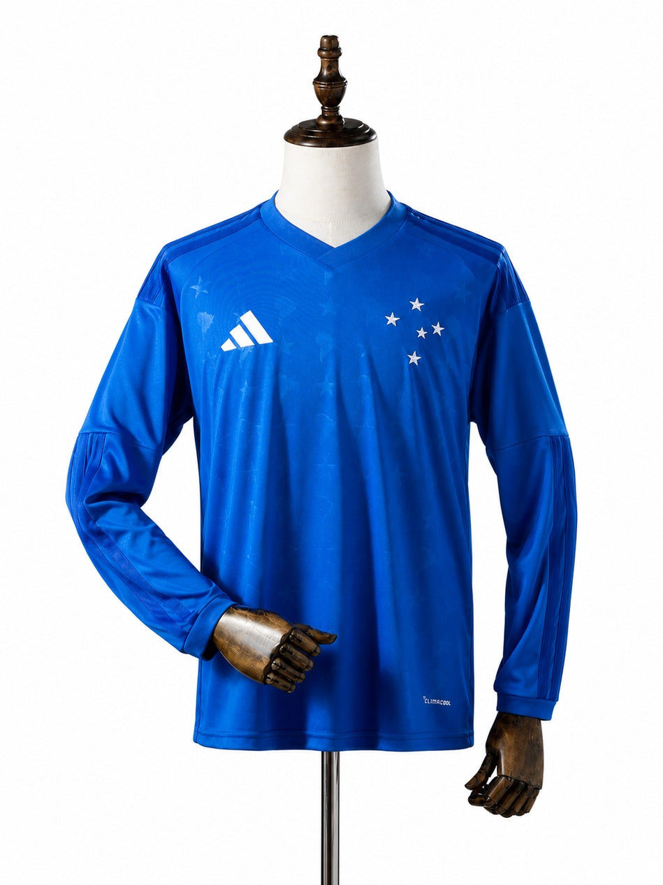 Cruzeiro 2026/27 Home Long Sleeve Jersey front wood mannequin white background