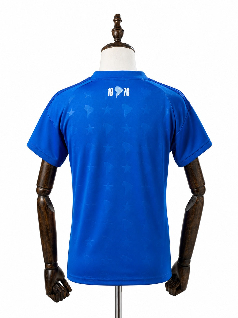 Cruzeiro 2026/27 Home Women's Crop Top Style back wood mannequin white background