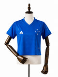 Cruzeiro 2026/27 Home Women's Crop Top Style front wood mannequin white background