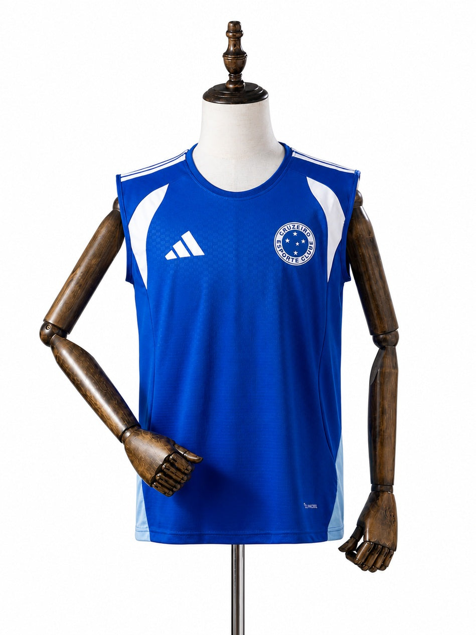Cruzeiro 2026/27 Sleeveless Jersey Blue front wood mannequin white background
