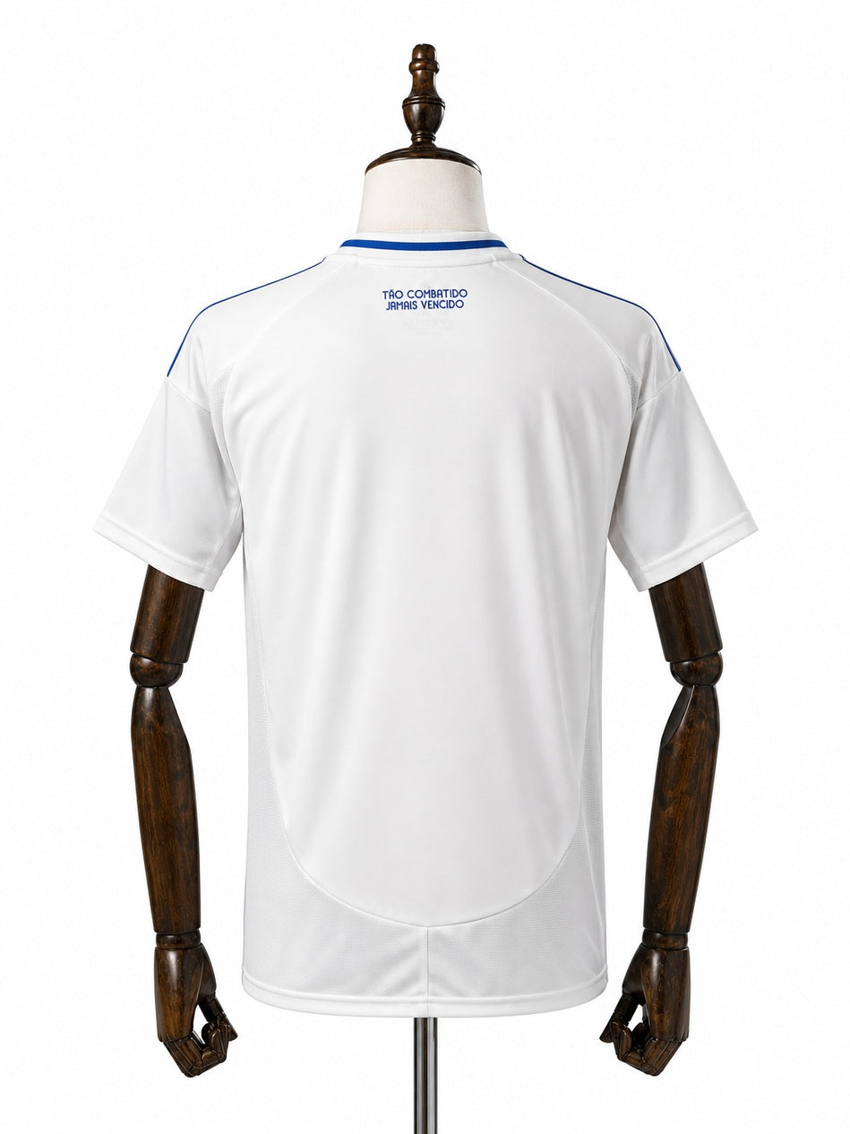 Cruzeiro away Jersey back wood mannequin white background