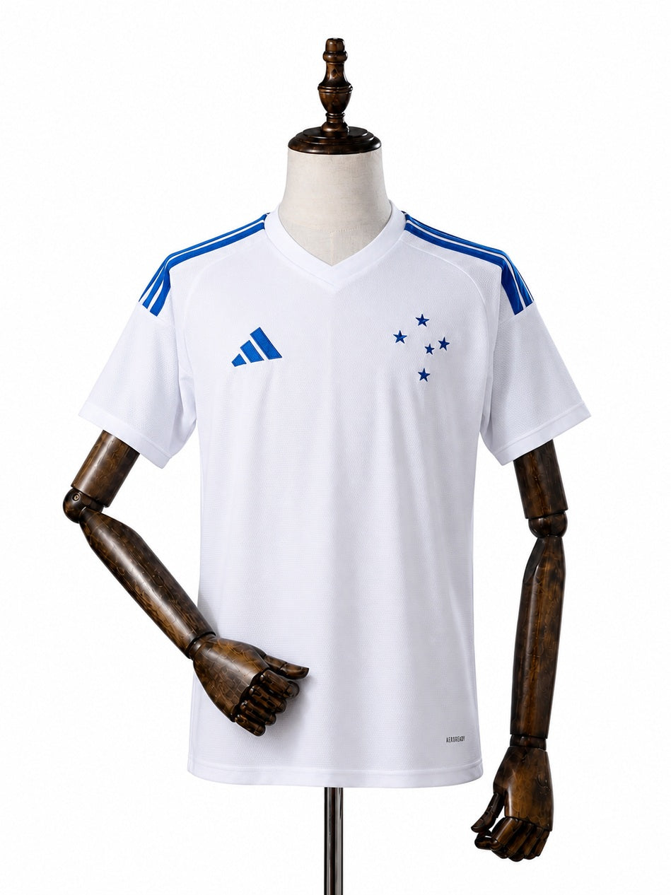 Cruzeiro Away Jersey front wood mannequin white background