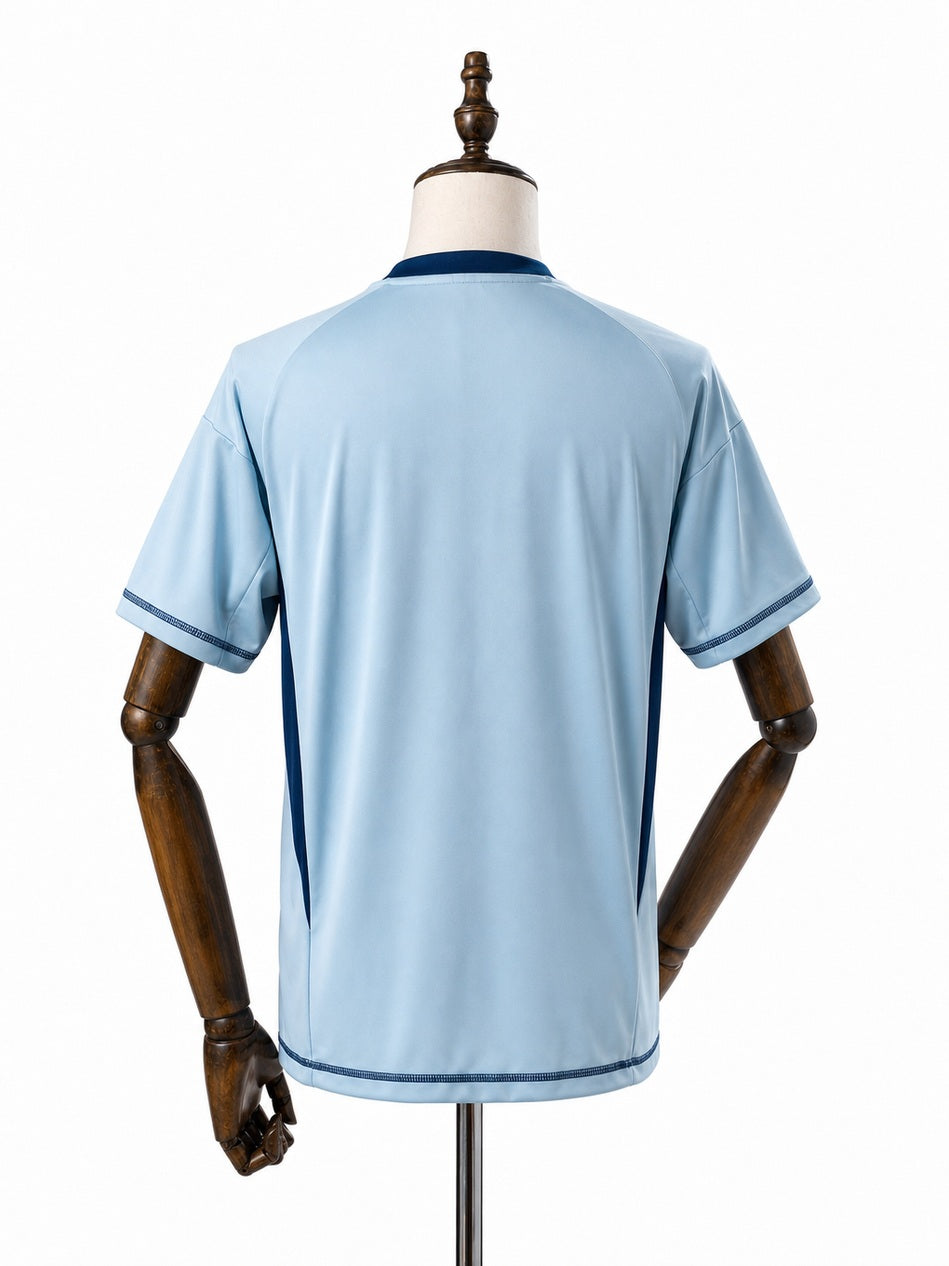 Cruzeiro Goalkeeper Blue Jersey back wood mannequin white background