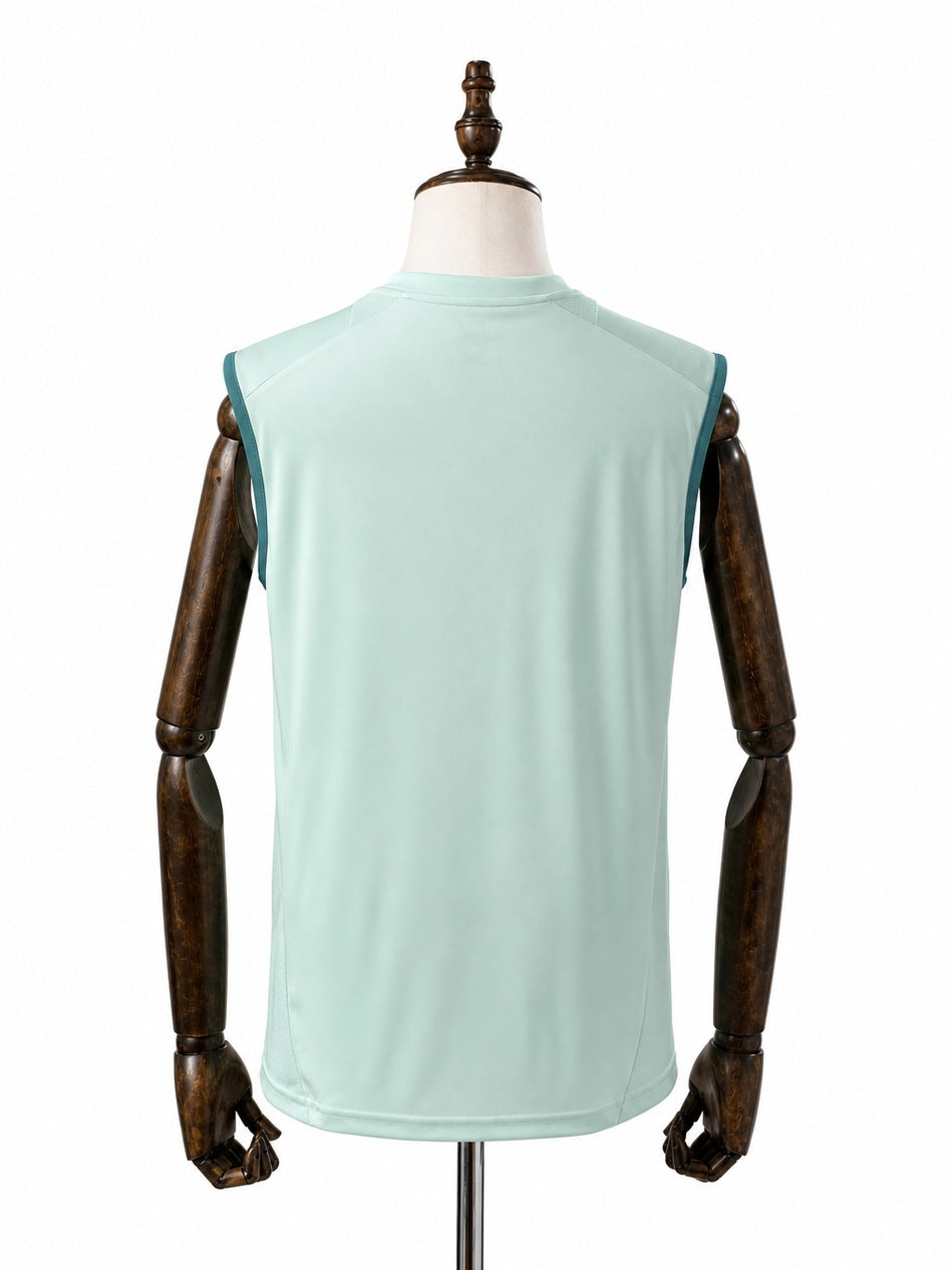 Cruzeiro Green Vest Sleeveless Training Jersey back wood mannequin white background