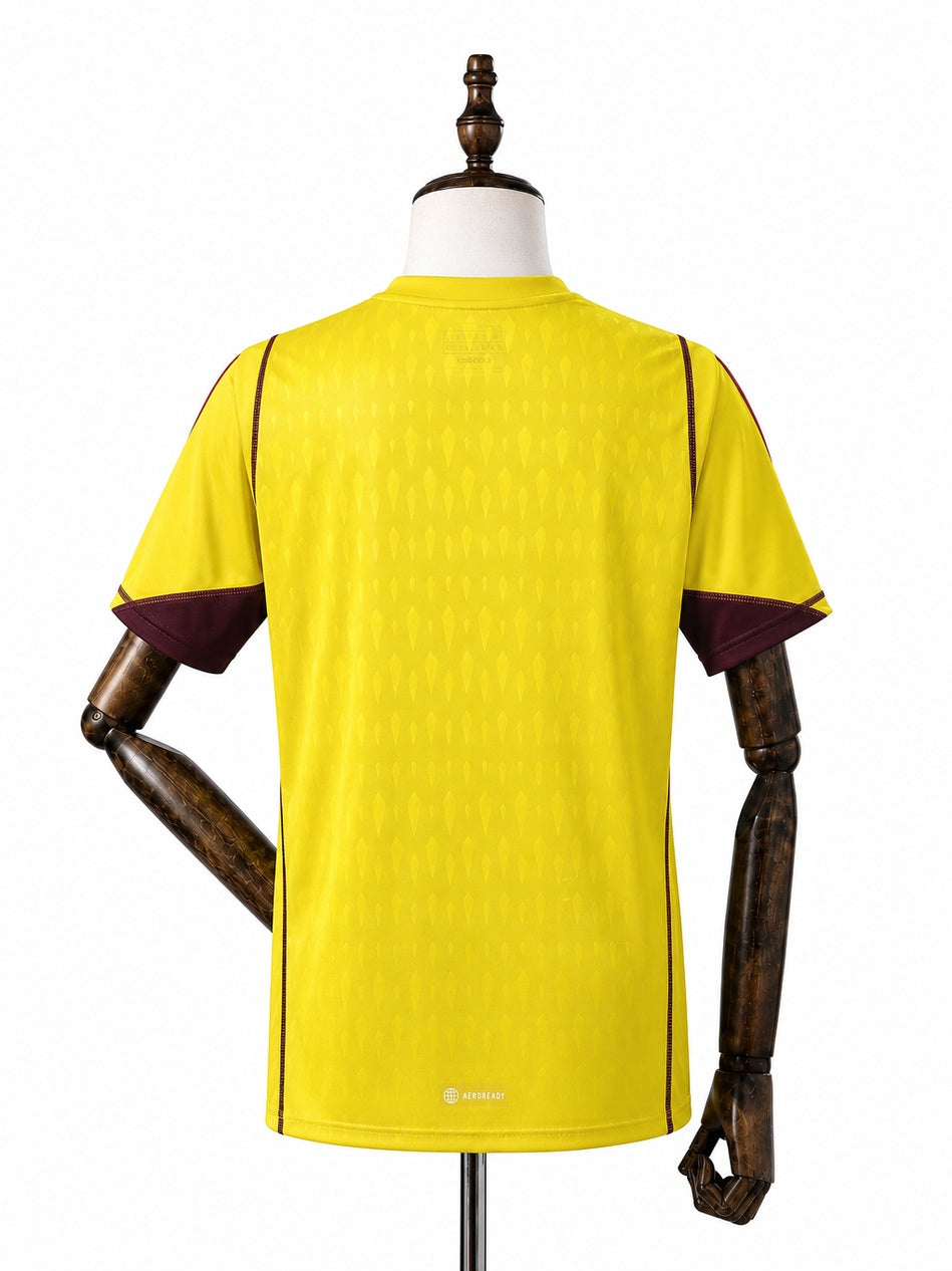 Cruzeiro Limited Edition Goalkeeper Yellow Jersey back wood mannequin white background