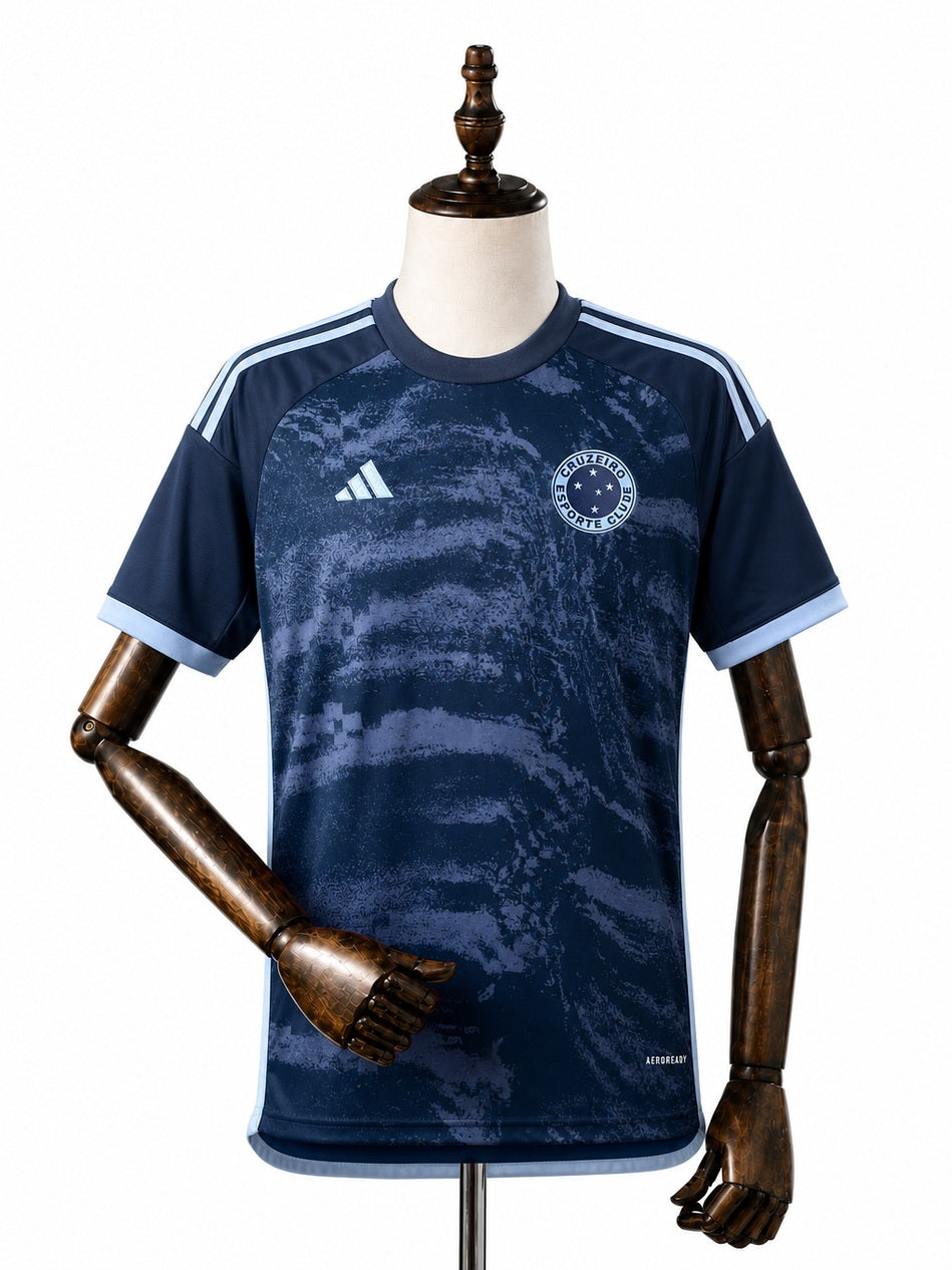 Cruzeiro third away game Jersey front wood mannequin white background