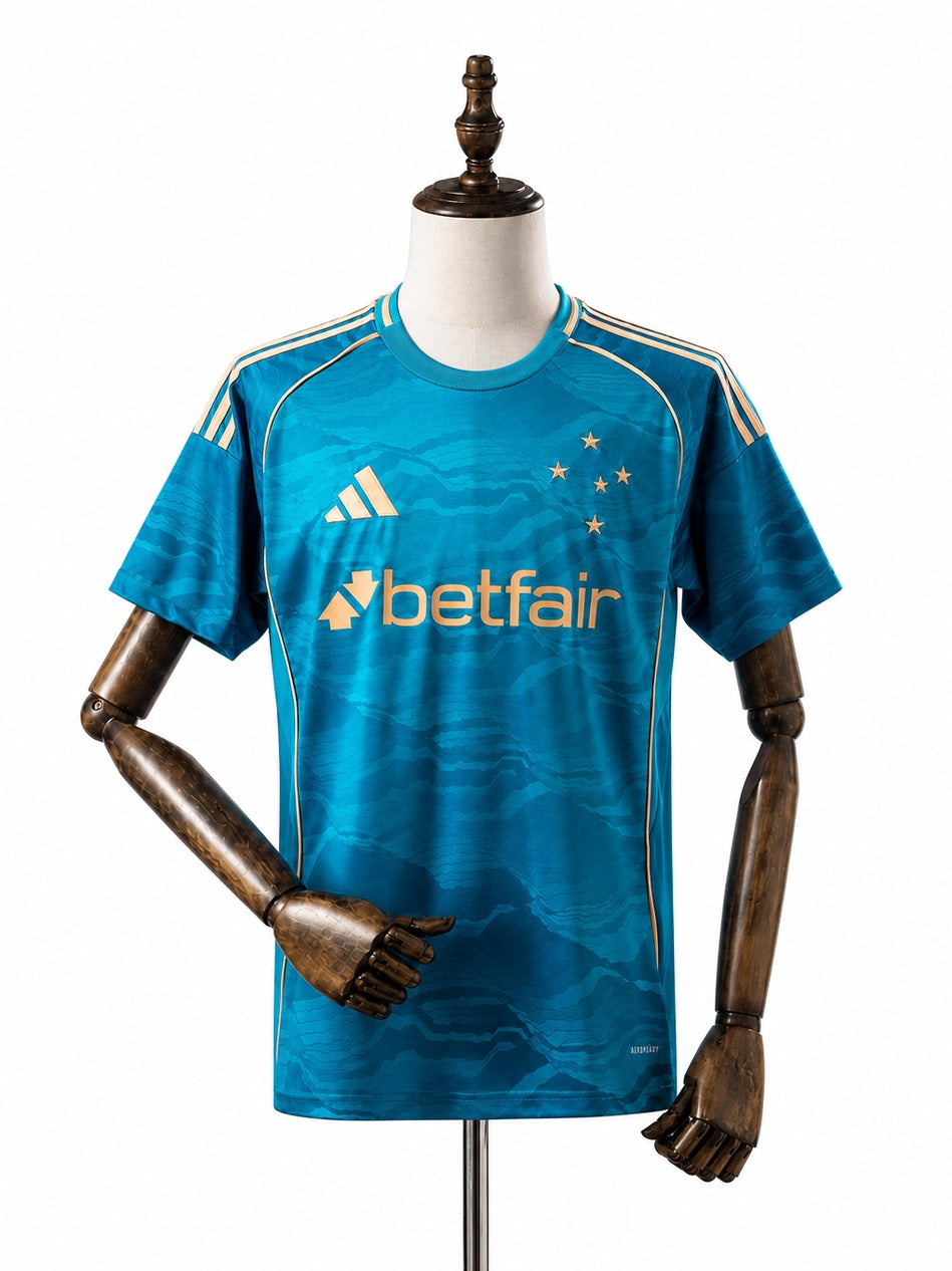 Cruzeiro Third Away Jersey front wood mannequin white background