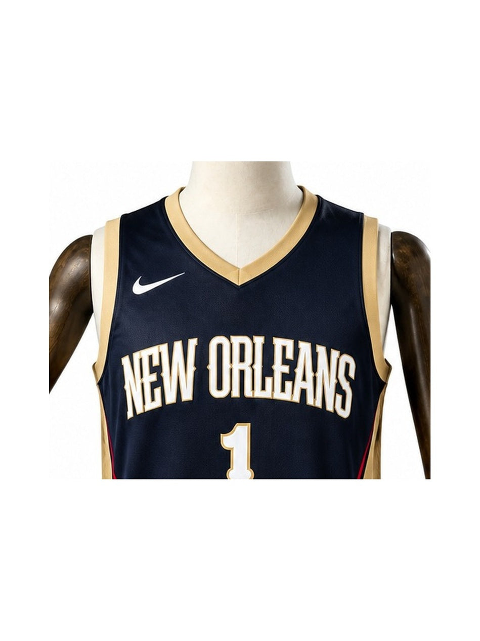 Camiseta NBA New Orleans Pelicans - 2ª Camisa (Away) detalhe escudo fundo branco padronizado