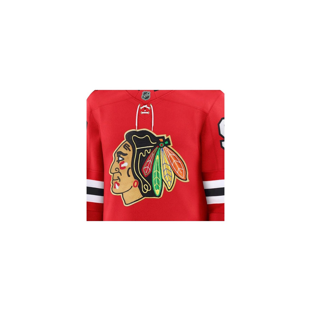 Chicago Blackhawks NHL Jersey – Home & Away detalhe escudo real web fundo branco