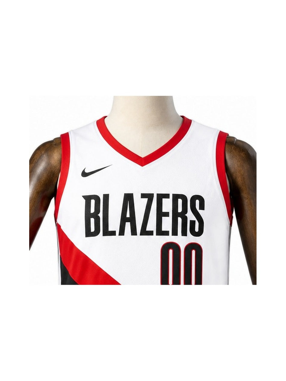 Camiseta NBA Portland Trail Blazers - 2ª Camisa (Away) detalhe escudo fundo branco padronizado