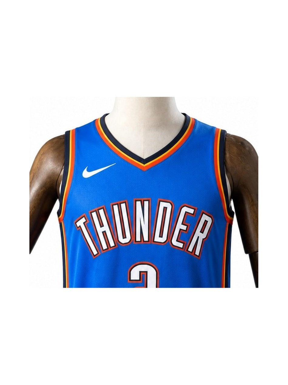 Camiseta NBA Oklahoma City Thunder - 1ª Camisa (Home) detalhe escudo fundo branco padronizado