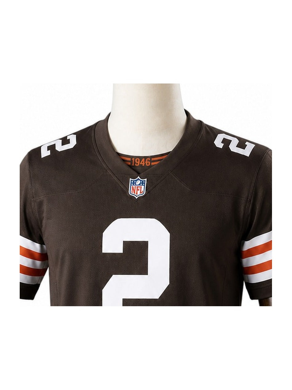 Camisa Cleveland Browns Home (Titular) NFL detalhe escudo manequim fundo branco