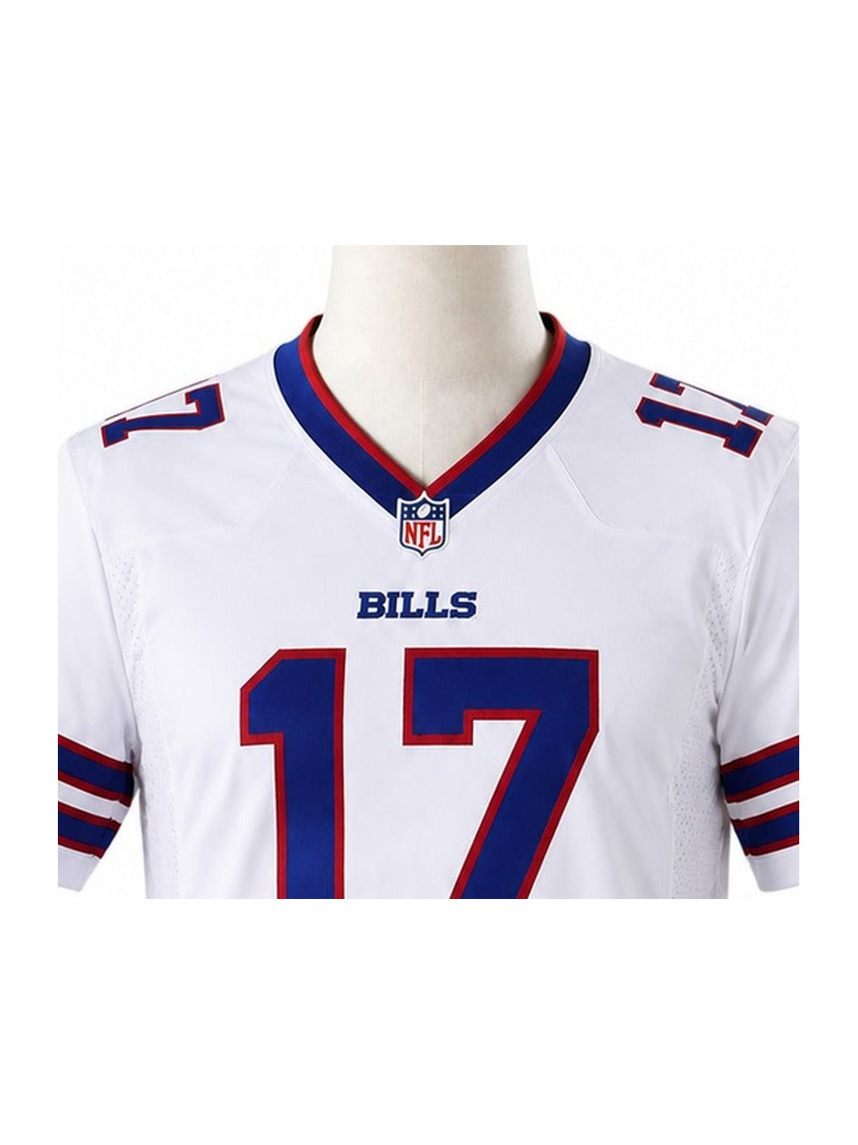 Camisa Buffalo Bills Away (Visitante) NFL detalhe escudo manequim fundo branco
