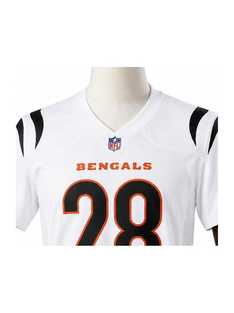 Camisa Cincinnati Bengals Away (Visitante) NFL detalhe escudo manequim fundo branco