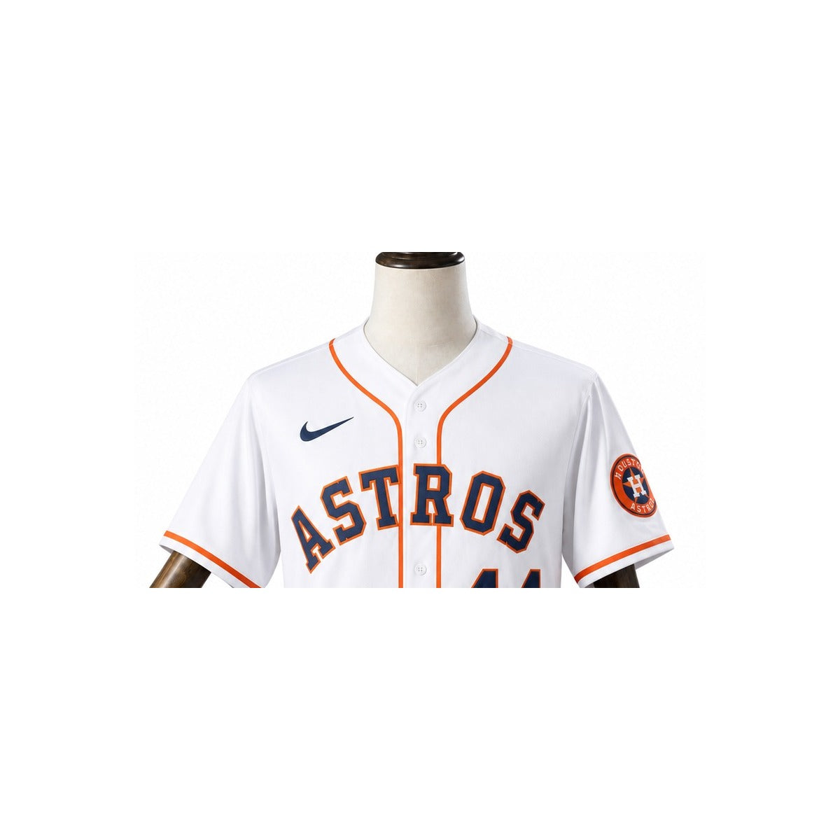 Houston Astros MLB – Camisa Oficial Primeira (Home) detalhe escudo manequim fundo branco