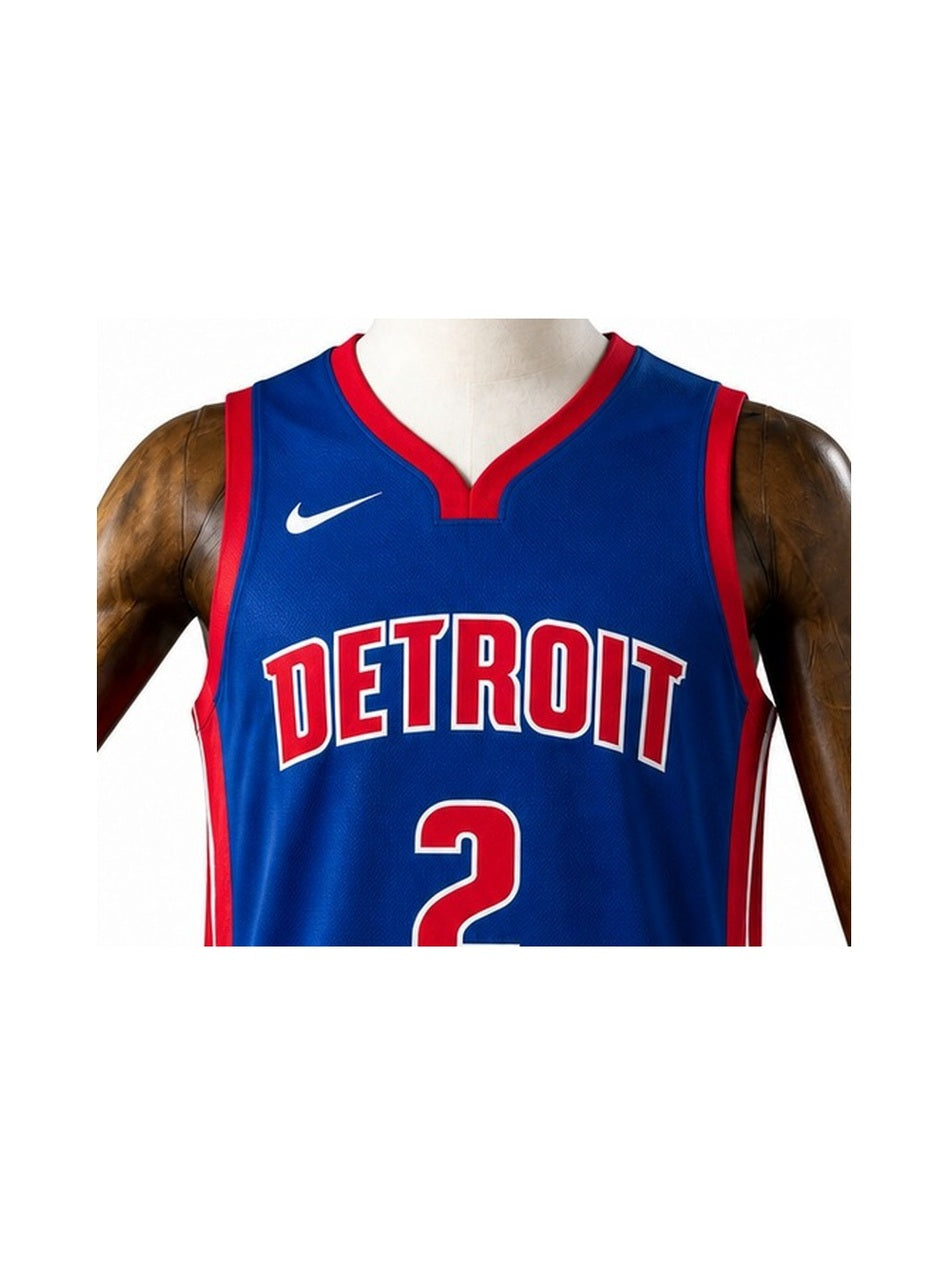 Camiseta NBA Detroit Pistons - 2ª Camisa (Away) detalhe escudo fundo branco padronizado