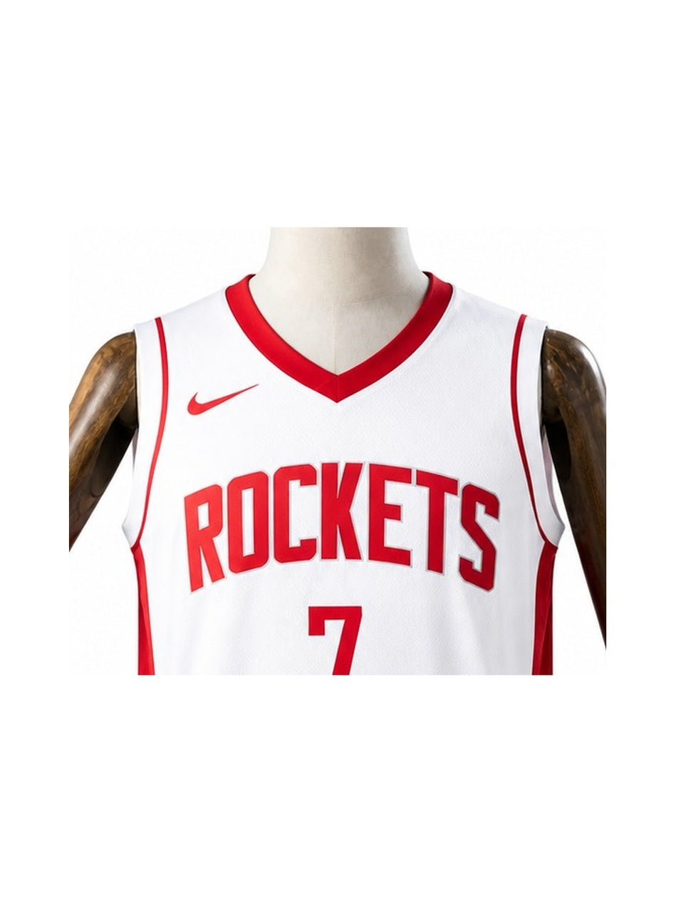 Camiseta NBA Houston Rockets - 1ª Camisa (Home) detalhe escudo fundo branco padronizado
