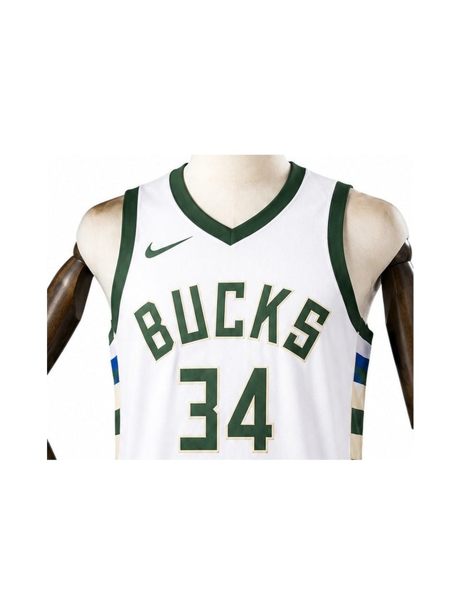 Camiseta NBA Milwaukee Bucks - 1ª Camisa (Home) detalhe escudo fundo branco padronizado