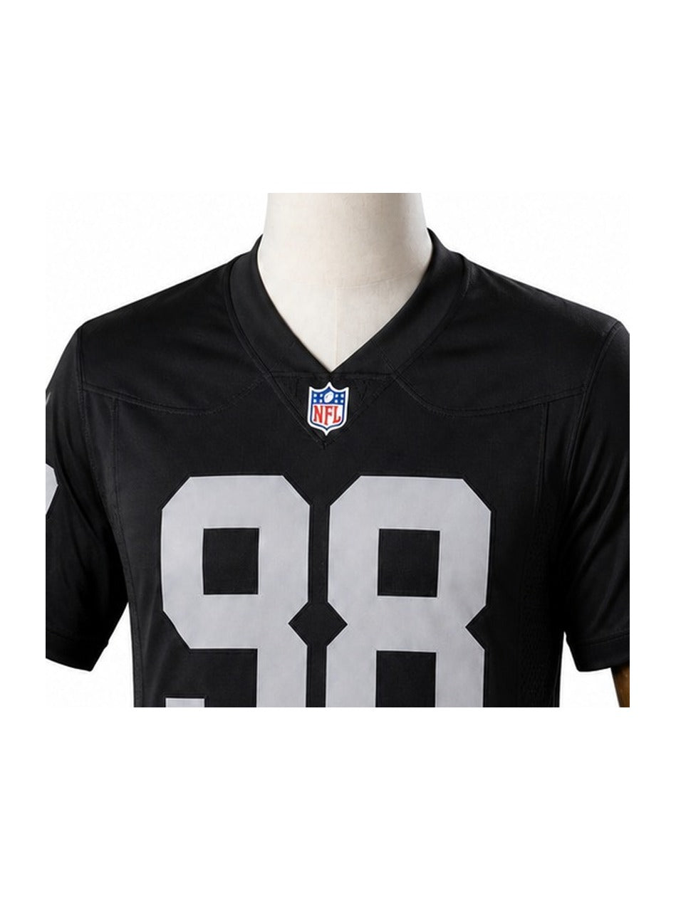 Camisa Las Vegas Raiders Home (Titular) NFL detalhe escudo manequim fundo branco