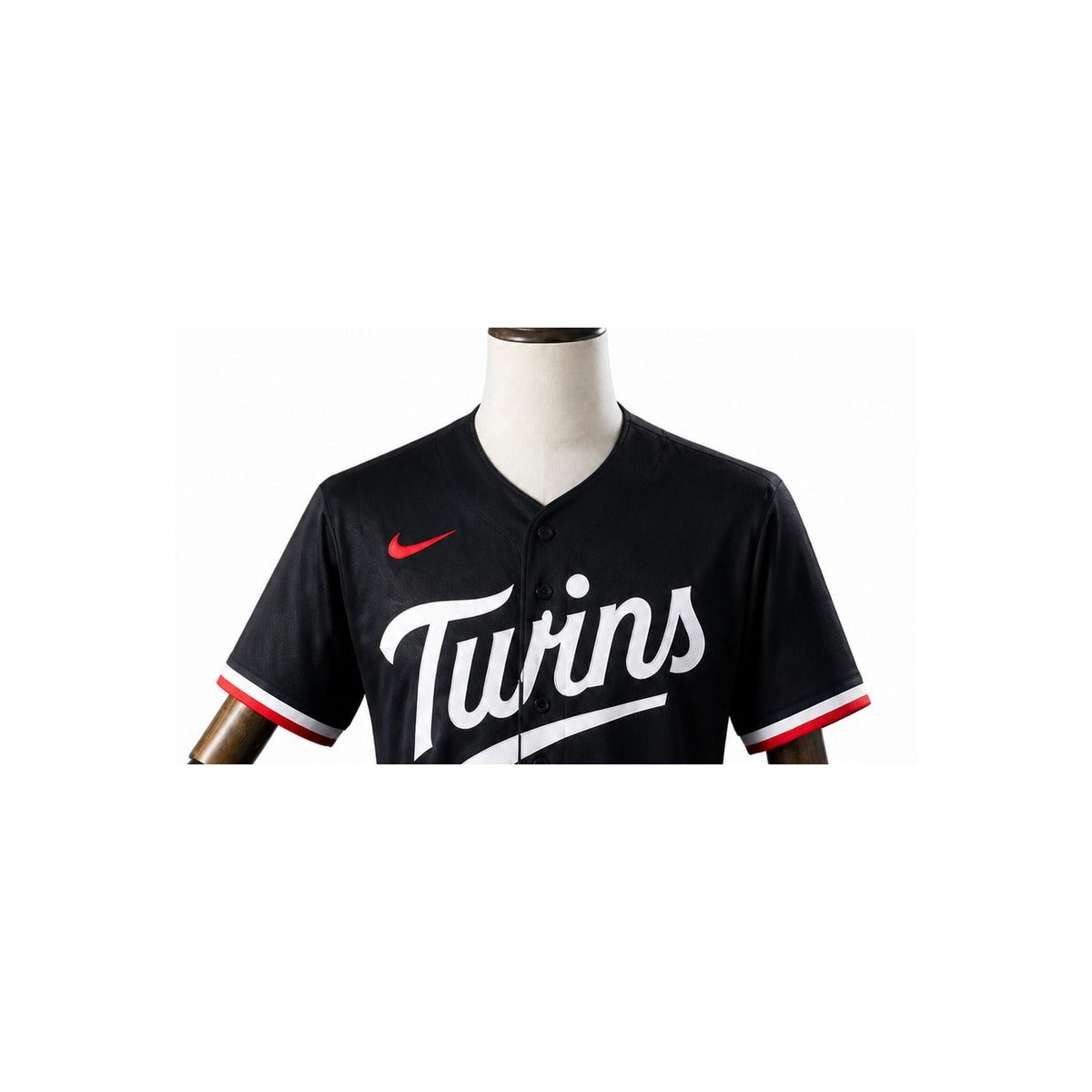 Minnesota Twins MLB – Camisa Oficial Segunda (Away) detalhe escudo manequim fundo branco